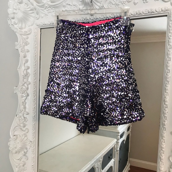New York Couture Pants - SOLD HUGE SALE STARGAZER Purple Sequin High Waist Shorts